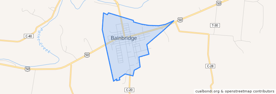 Mapa de ubicacion de Bainbridge.