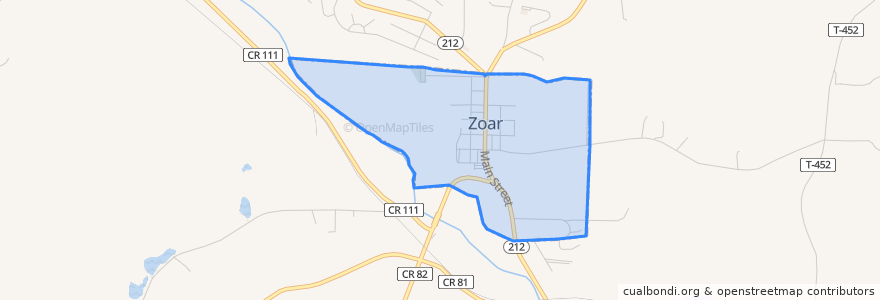 Mapa de ubicacion de Zoar.