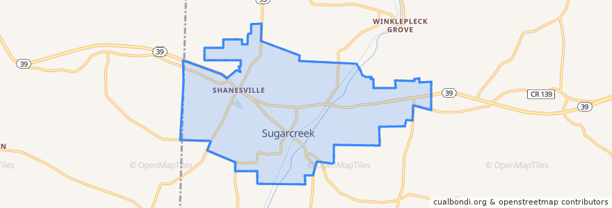 Mapa de ubicacion de Sugarcreek.