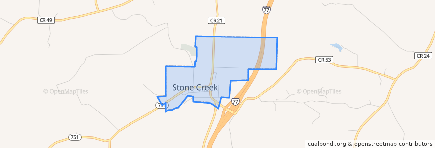 Mapa de ubicacion de Stone Creek.