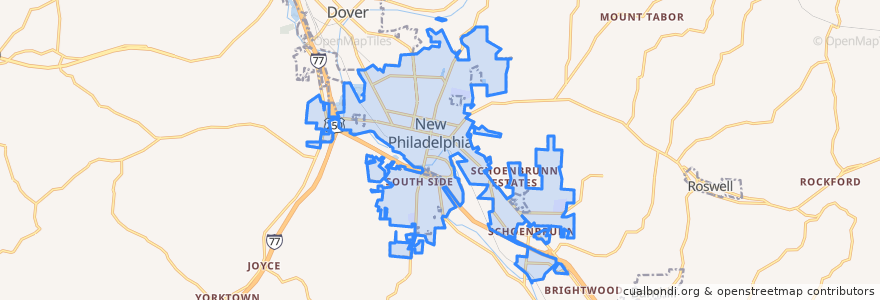 Mapa de ubicacion de New Philadelphia.