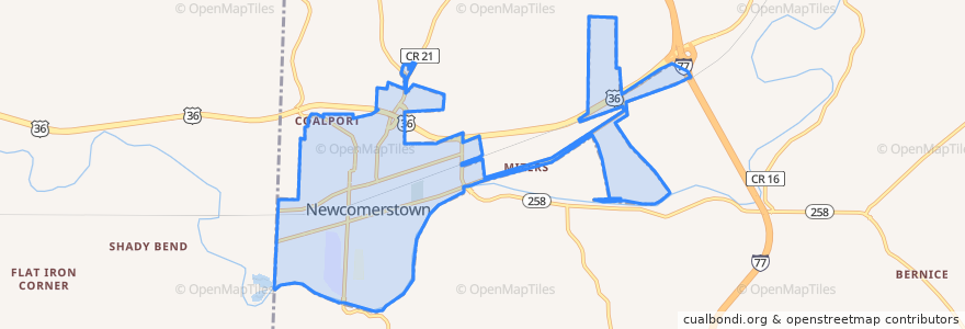 Mapa de ubicacion de Newcomerstown.