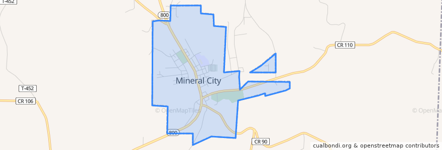 Mapa de ubicacion de Mineral City.