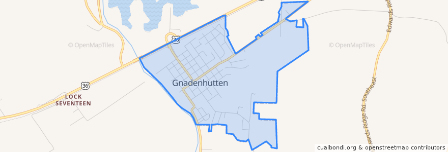 Mapa de ubicacion de Gnadenhutten.