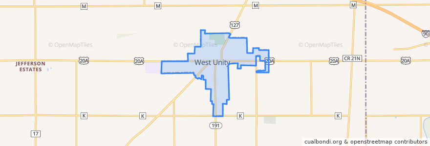 Mapa de ubicacion de West Unity.
