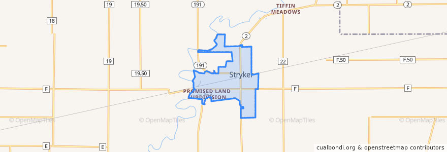 Mapa de ubicacion de Stryker.