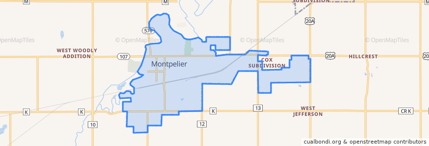 Mapa de ubicacion de Montpelier.