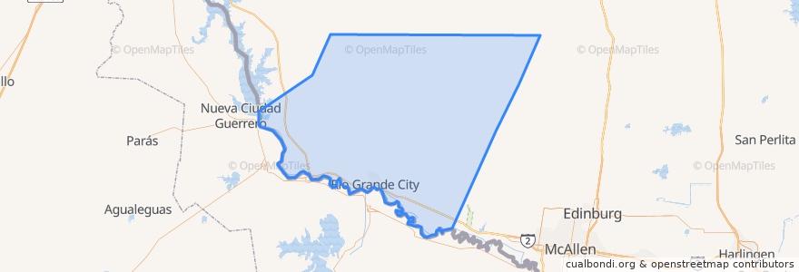 Mapa de ubicacion de Starr County.