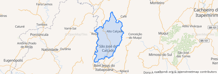 Mapa de ubicacion de São José do Calçado.