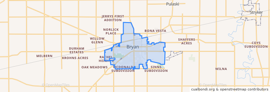 Mapa de ubicacion de Bryan.