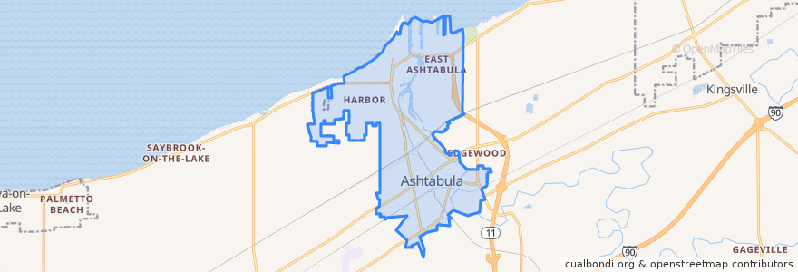 Mapa de ubicacion de Ashtabula.