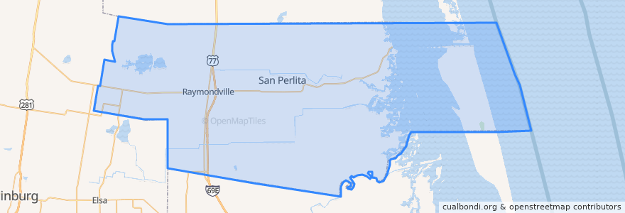 Mapa de ubicacion de Willacy County.