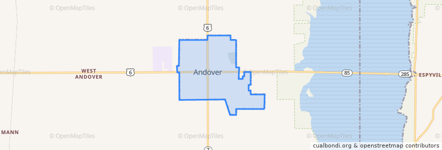 Mapa de ubicacion de Andover.