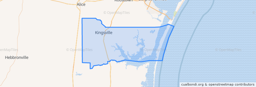 Mapa de ubicacion de Kleberg County.