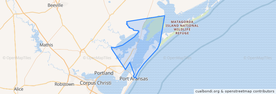 Mapa de ubicacion de Aransas County.