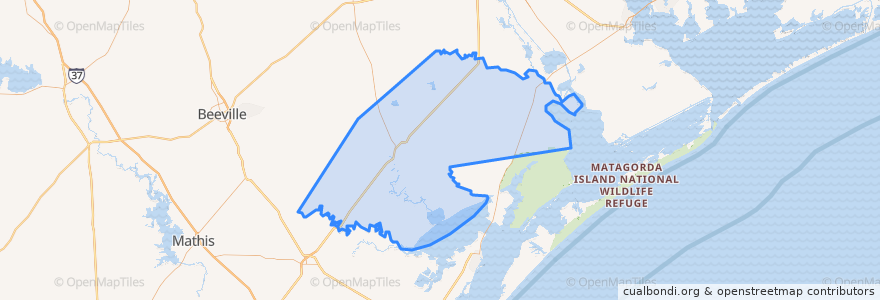 Mapa de ubicacion de Refugio County.