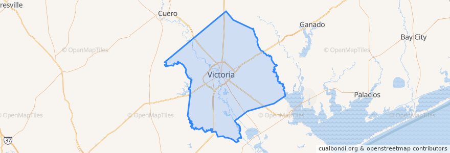 Mapa de ubicacion de Victoria County.