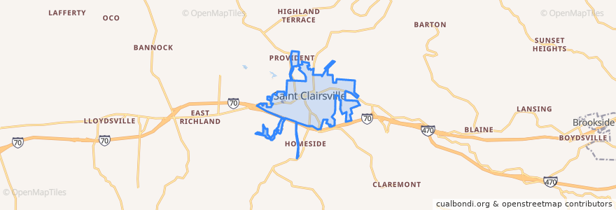 Mapa de ubicacion de St. Clairsville.