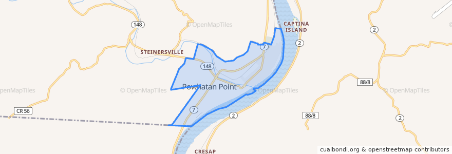Mapa de ubicacion de Powhatan Point.