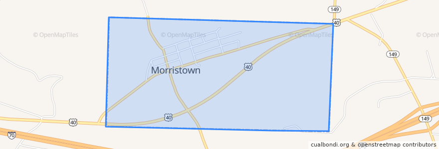 Mapa de ubicacion de Morristown.