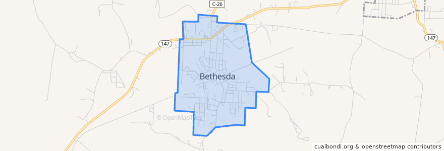 Mapa de ubicacion de Bethesda.