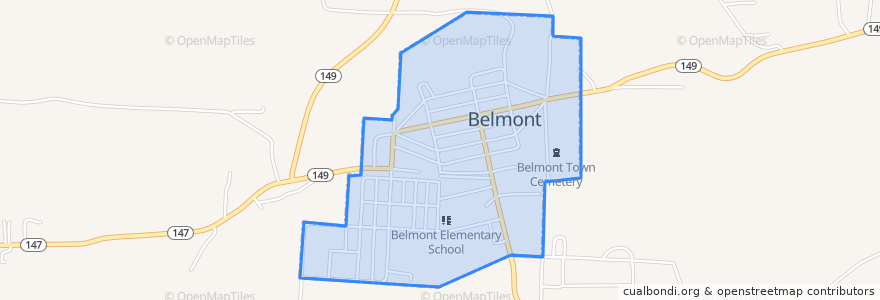 Mapa de ubicacion de Belmont.