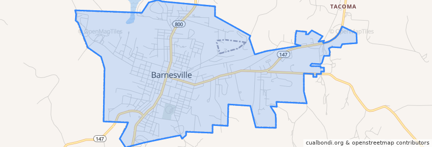 Mapa de ubicacion de Barnesville.