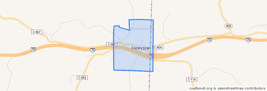 Mapa de ubicacion de Fairview.