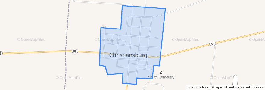 Mapa de ubicacion de Christiansburg.