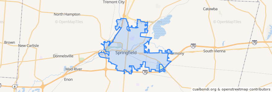 Mapa de ubicacion de Springfield.