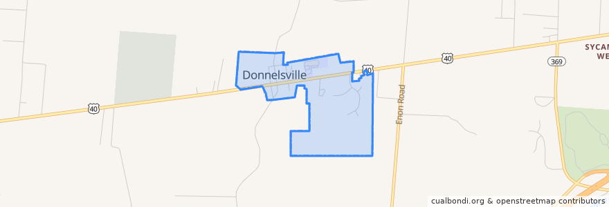 Mapa de ubicacion de Donnelsville.