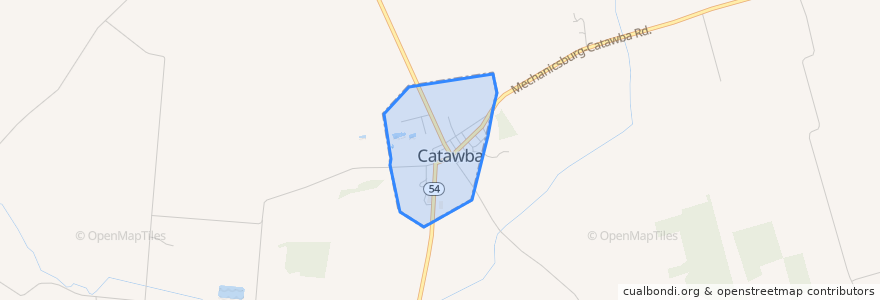 Mapa de ubicacion de Catawba.