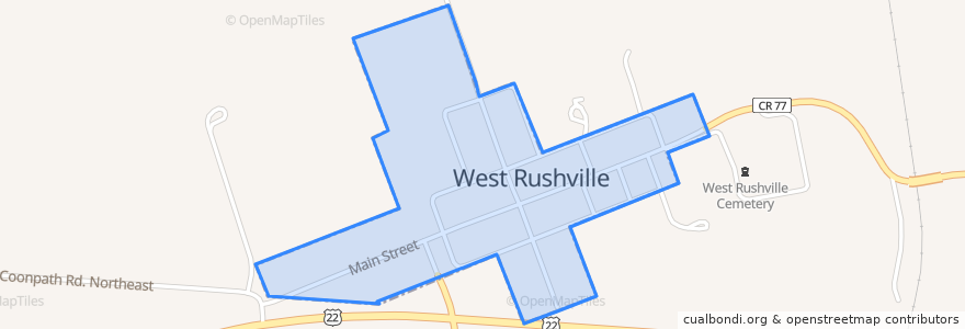 Mapa de ubicacion de West Rushville.