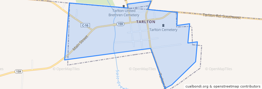 Mapa de ubicacion de Tarlton.