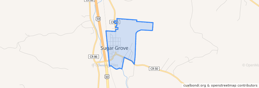 Mapa de ubicacion de Sugar Grove.