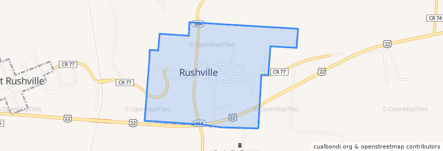 Mapa de ubicacion de Rushville.