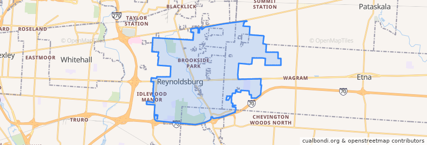 Mapa de ubicacion de Reynoldsburg.