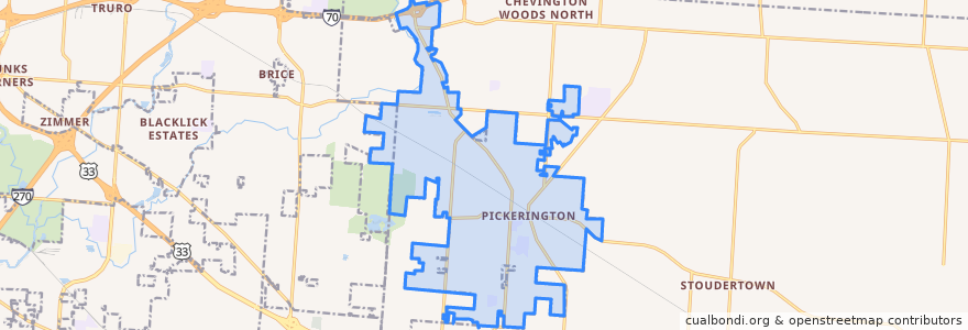 Mapa de ubicacion de Pickerington.