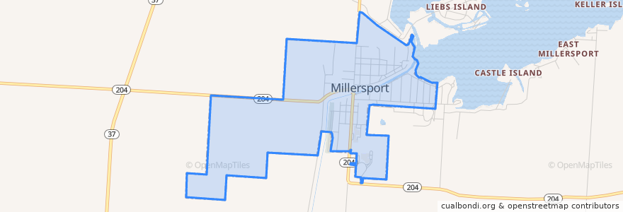 Mapa de ubicacion de Millersport.