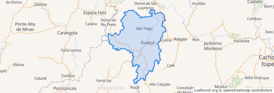 Mapa de ubicacion de Guaçuí.