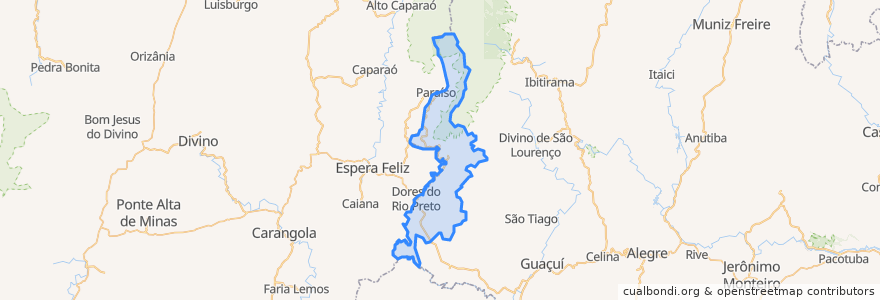 Mapa de ubicacion de Dores do Rio Preto.