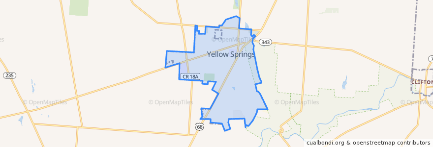 Mapa de ubicacion de Yellow Springs.