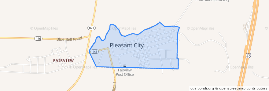 Mapa de ubicacion de Pleasant City.