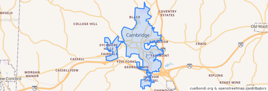 Mapa de ubicacion de Cambridge.