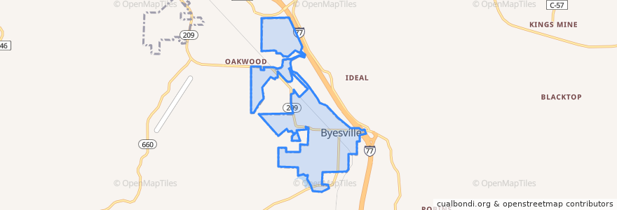 Mapa de ubicacion de Byesville.