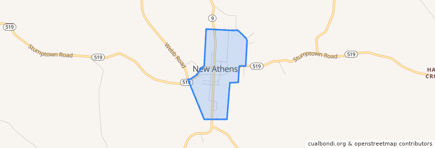 Mapa de ubicacion de New Athens.
