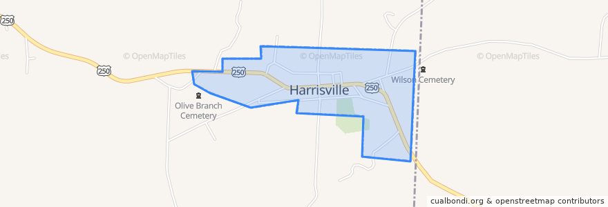 Mapa de ubicacion de Harrisville.