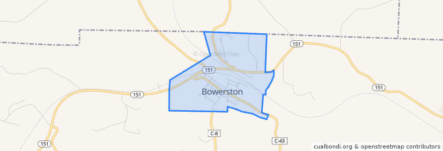 Mapa de ubicacion de Bowerston.
