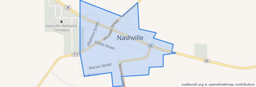 Mapa de ubicacion de Nashville.