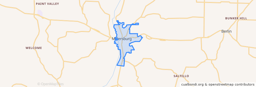 Mapa de ubicacion de Millersburg.